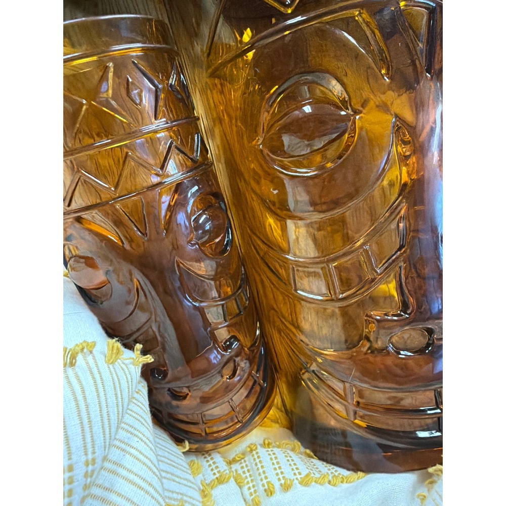 Vintage Amber Tiki Pitcher and Tumbler Set Translucent Plastic Brooks Eckerd - Picture 2 of 6
